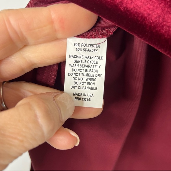 Amanda Uprichard Aviette Skirt Size Medium Red Velvet Asymmetrical Midi Skirt - Picture 9 of 9